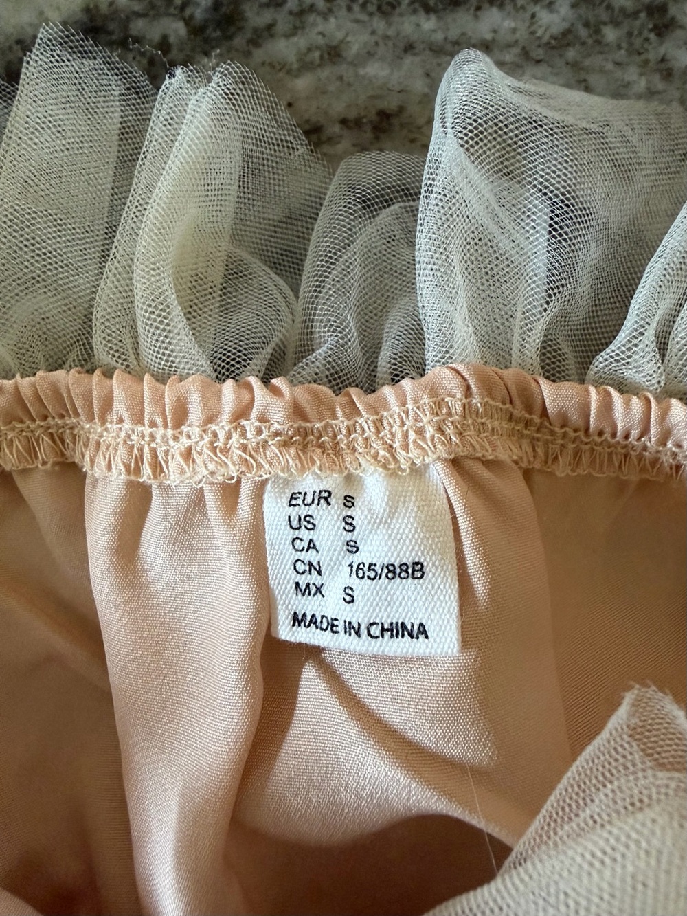 ROMWE Beige Off-Shoulder Tulle Mini Dress - Picture 2 of 4